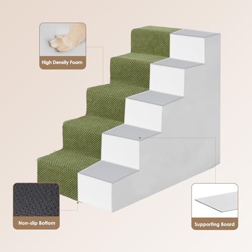 Dog Stairs for High Bed 22.5" H (Olive Green / Standard 15.7" x 30" x 22.5")