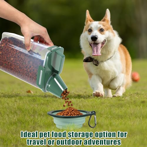 2 Pack 3 Lbs Pet Dog Cat Food Storage Containers for Travel (Pine Green-3L 2Pack)