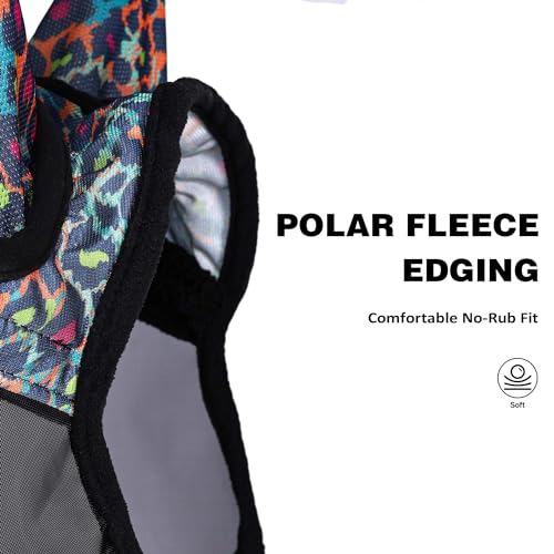 Pro LumiVista Horse Half Face Fly Mask Large Eye Space with Ears UV Protection for Horse Iridescent Prints M (Iridescent Prints / M)