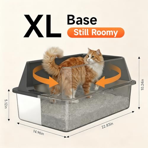 Stainless Steel Litter Box with High Sides (Dark Gray-1Pack)