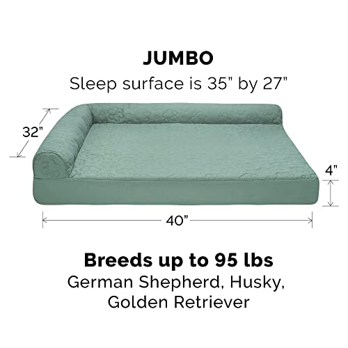 Cooling Gel Dog Bed for Large Dogs w (Jumbo / (Quilted Paw) Iceberg Green)