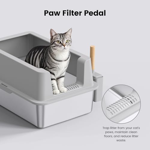 2 Pack Stainless Steel Cat Litter Box (Gray-2Pack)