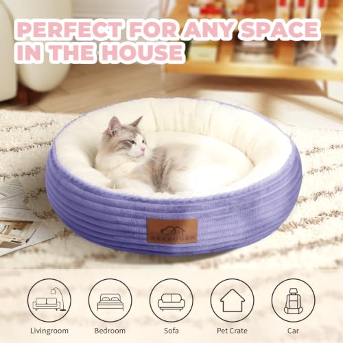 20in Violet Round Dog Bed Sofa for Dogs Cats (Violet / Small)