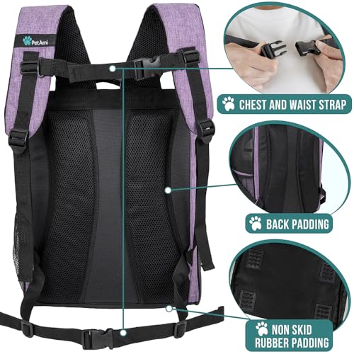 Dog Backpack Carrier Airline Approved Cat Pet Puppy Bag (Heather Purple)