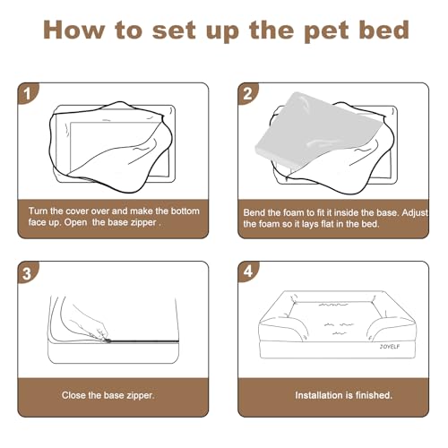 Orthopedic Dog Bed for Large Dogs Waterproof Washable Cover 43" X 32" Coffee (X-Large - 43''x32''x8'' / Sofa Style-Coffee)