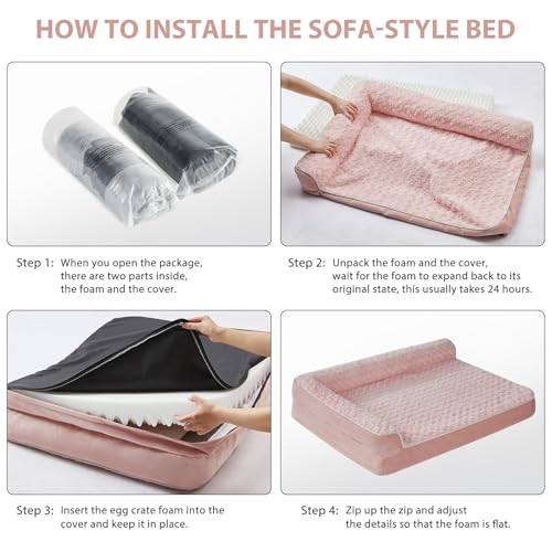 Orthopedic Washable Dog Bed (Pink / 48.0"l x 35.0"w x 7.5"th)