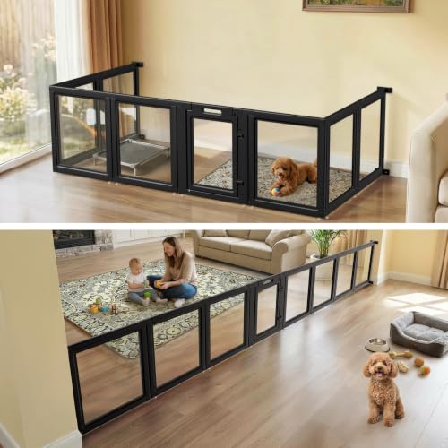 AuraSpace Acrylic Dog Playpen with Fence (Black / 24"H)