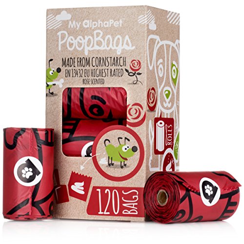 Compostable Dog Poop Bags (1 Count (Pack of 120) / Rose Scented)