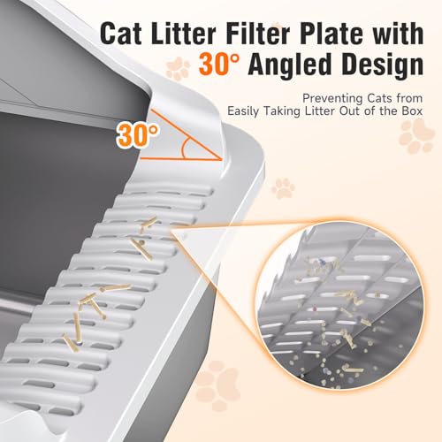 2PACK Stainless Steel Cat Litter Boxes XL Large Metal Pan Include Scoop (Grey 2pack)