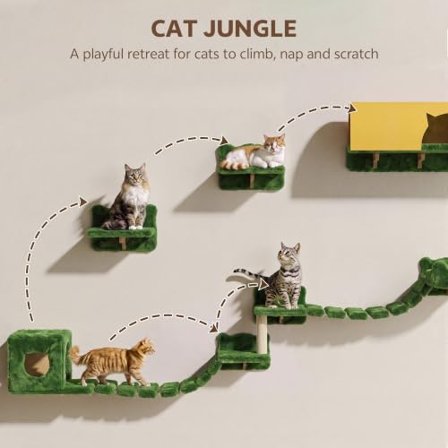 Cat Wall Furniture (Green / 16 Piece Set)