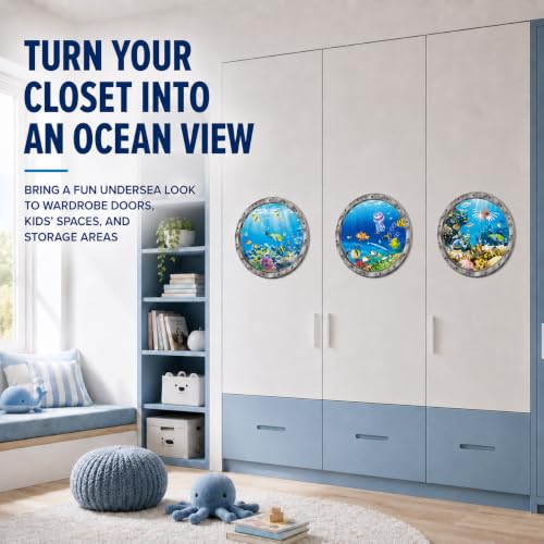 Ocean Animals World Under Sea Wall Decor Jellyfish Shark Fishes Coral 3pack (Blue 06)