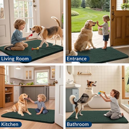 Dog Door Mat for Muddy Paws 30x20 (Green / 30"X20")