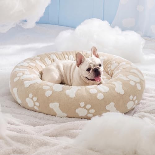 Shown on TV Jacquard Donut Dog Beds Medium Sized Dog (30.0"L x 30.0"W x 8.0"Th / Sand)