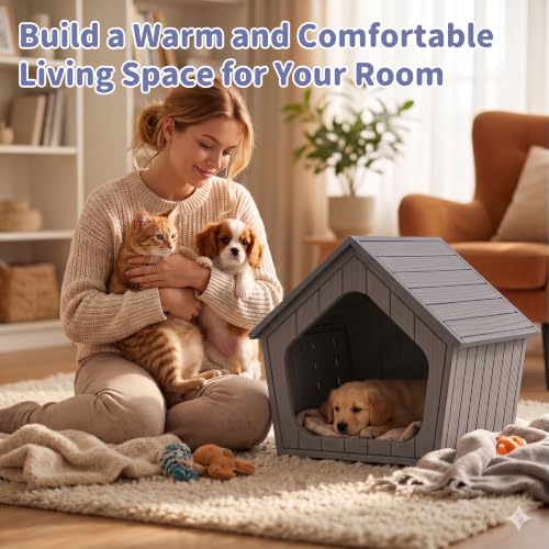 Outdoor Dog House for Small Dogs (Grey / XSmall Dog: 22.8 Inch)