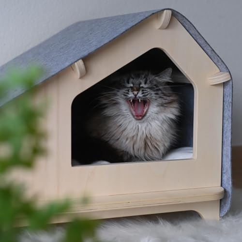 Luxe Cabin Premium Pet Bed for Cats & Small Dogs (Light Grey / XL)