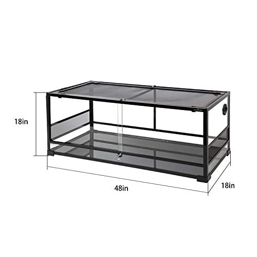 67Gallon Reptile Large Terrarium Upgrade Glass Front Opening Tank Sliding Door with Screen Ventilation Reptile Terrarium About 48" x 18" x 18" (Reptile Terrarium - Sliding Door)