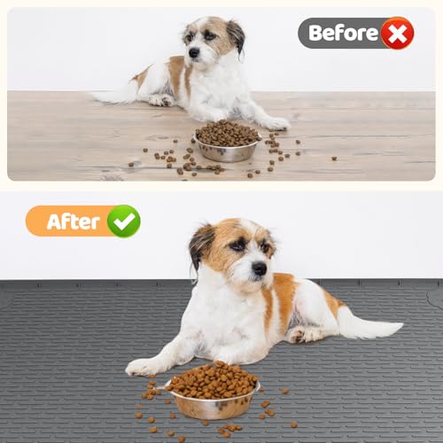 Dog Food Mat 40''x28'' Extra Large Dog Mat for Food and Water (40"L x 28"W / Dark Grey)