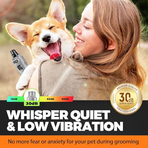 Whisper Quiet Dog Nail Grinder Safe & Stress (Grey)