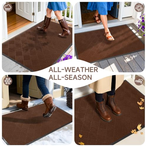 Front Door Mat (3' x 5' (Rectangular) / Brown Diamond)