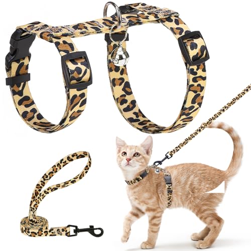 Cat Harness and Leash Set (Medium(Chest: 14"-22") / Leopard Khaki)