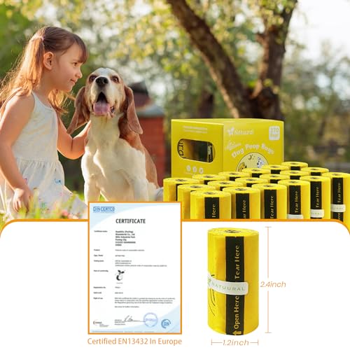 Certified Compostable Dog Poop Bags (Yellow)