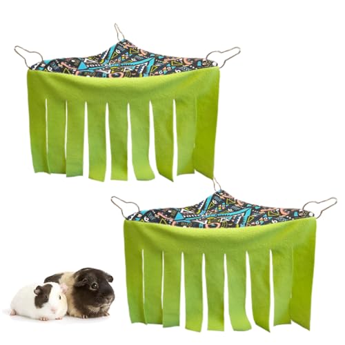 Guinea Pig Hideout Hideaway Corner Fleece Toys Cage Accessories (Green+Green)