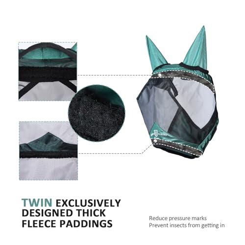 Horse Fly Mask with Ears (Hunter Green / X-Large (Warmblood))