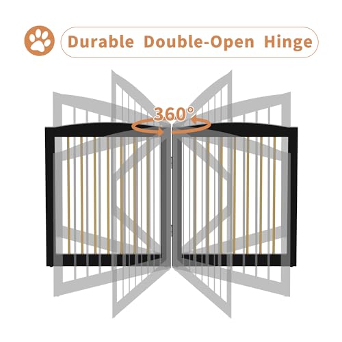 Freestanding Pet Gate for Dogs (24" Height-3 Panel / Black & Gold)