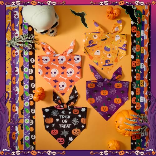 50 Pcs Halloween Dog Bandanas Bulk (31.5 x 21.7 x 21.7 Inch / Halloween)