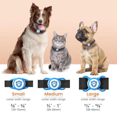 Waterproof Dog Collar Holder for Apple Tracker Blue
