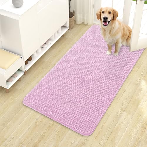 Dog Door Mat for Muddy Paws 40x24 (Pink / 40" X 24")
