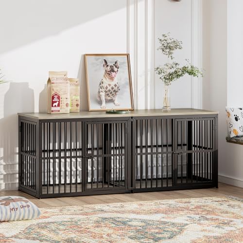 33'' Dog Crate Furniture with 3 Doors for Small to Medium Dogs (Ancient gray / 33.1"L x 22.1"W x 26.0"H)