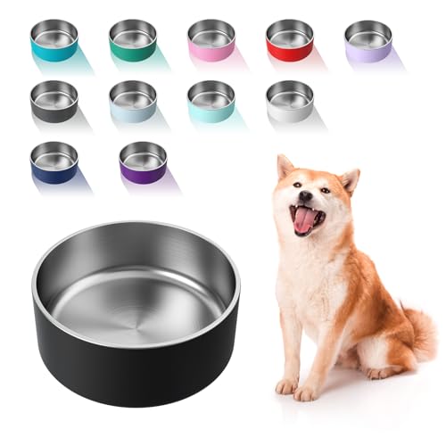 Dog Bowl Stainless Steel Food and Water Bowl (40 oz / Black)