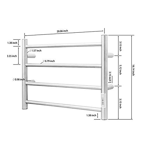 Towel Warmer Wall Mounted with Built (4 Bars / Round-brushed Nickel)