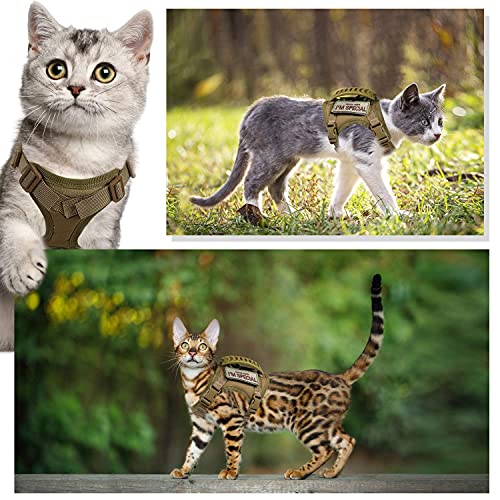 Tactical Cat Harness for Walking Escape Proof (Large / Khaki)