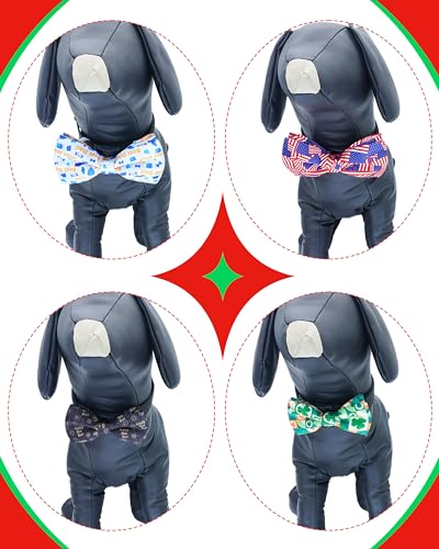 10 Pack Holiday Large Dog Bowties Sliding on Collar (M/L)
