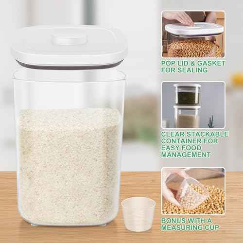 Large Flour Storage Container 10.56 Qt (White/Clear / 10.56 Qt-Pop)