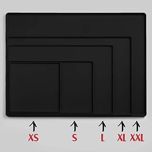 Dog Food Mat Waterproof Dog Bowl Mat for Food and Water (11.2"L x 11.2"W / Black)