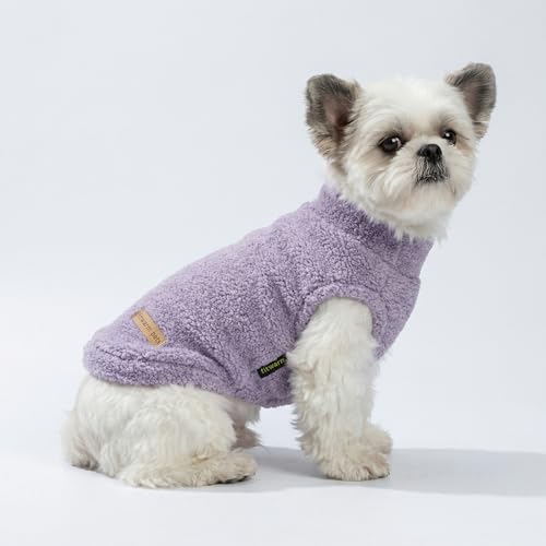 2 Pack Striped Fleece Dog Sweater (X-Small / Pink-Lavender)