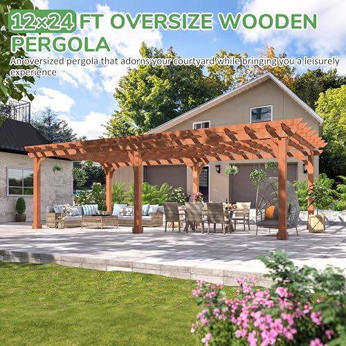 12x24 FT Cedar Wood Pergola (12x24 FT)