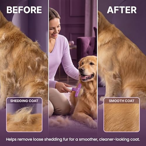 Poodle Pet Dog Grooming Rake (Purple / Shedding Comb)