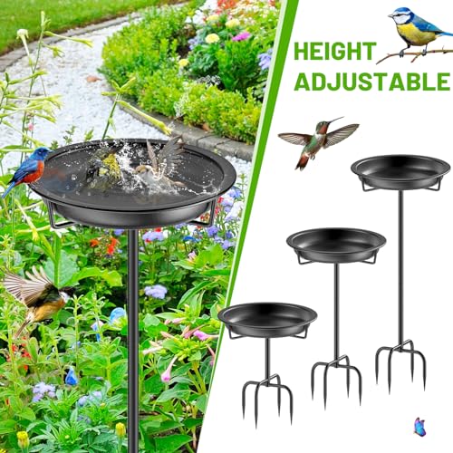 Metal Bird Bath for Outside Garden Birdbath Bowl (Black)