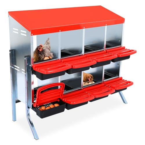 Chicken Nesting Box (Red- 8 compartment with legs)