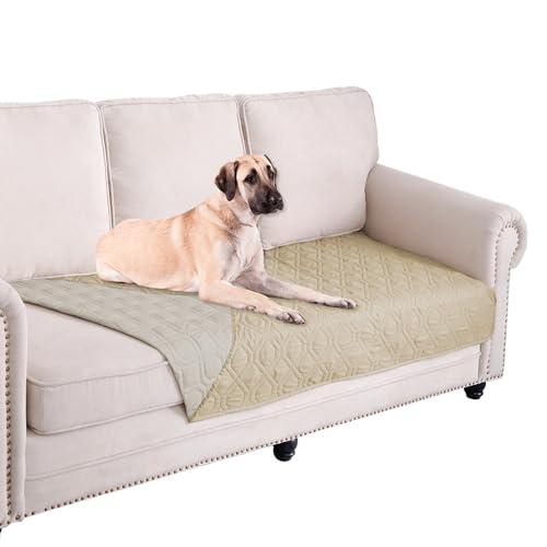 Waterproof Dog Bed Cover Pet Blanket for Furniture Bed Couch Sofa Reversible (40x70 Inch (Pack of 1) / Beige+khaki)