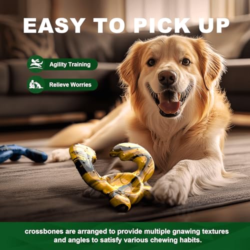 Dog Chew Toys for Aggressive Chewers (Yellow Black / Large)