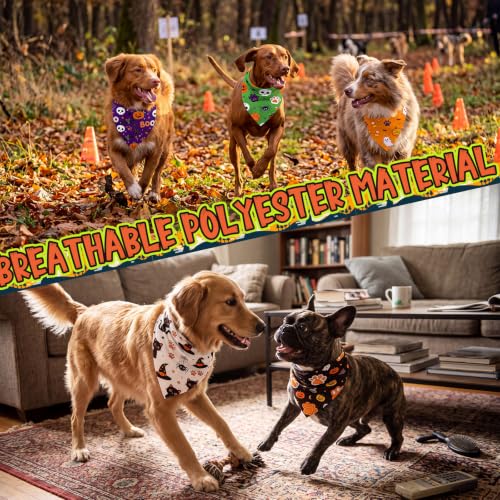 200 Pcs Halloween Dog Bandanas Bulk Cute Dog Paw Prints Pattern (Black, Orange, Purple,Green / Halloween Paw Prints)