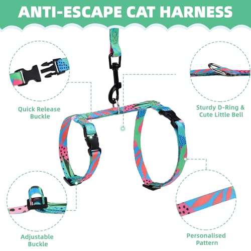 Cat Harness and Leash Set (Small / Green)