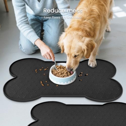 Dog Food Mat Anti (25.6" x 13"-2PCS / Black)