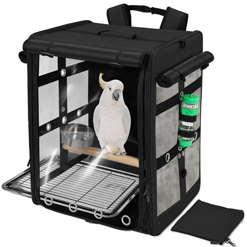 Bird Carrier Travel Cage (17.5"L x 14.8"W x 23.6"H / Black)