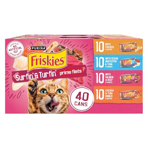 Purina Friskies Prime Filets Cat Food Variety Pack (5.5 Ounce (Pack of 40))